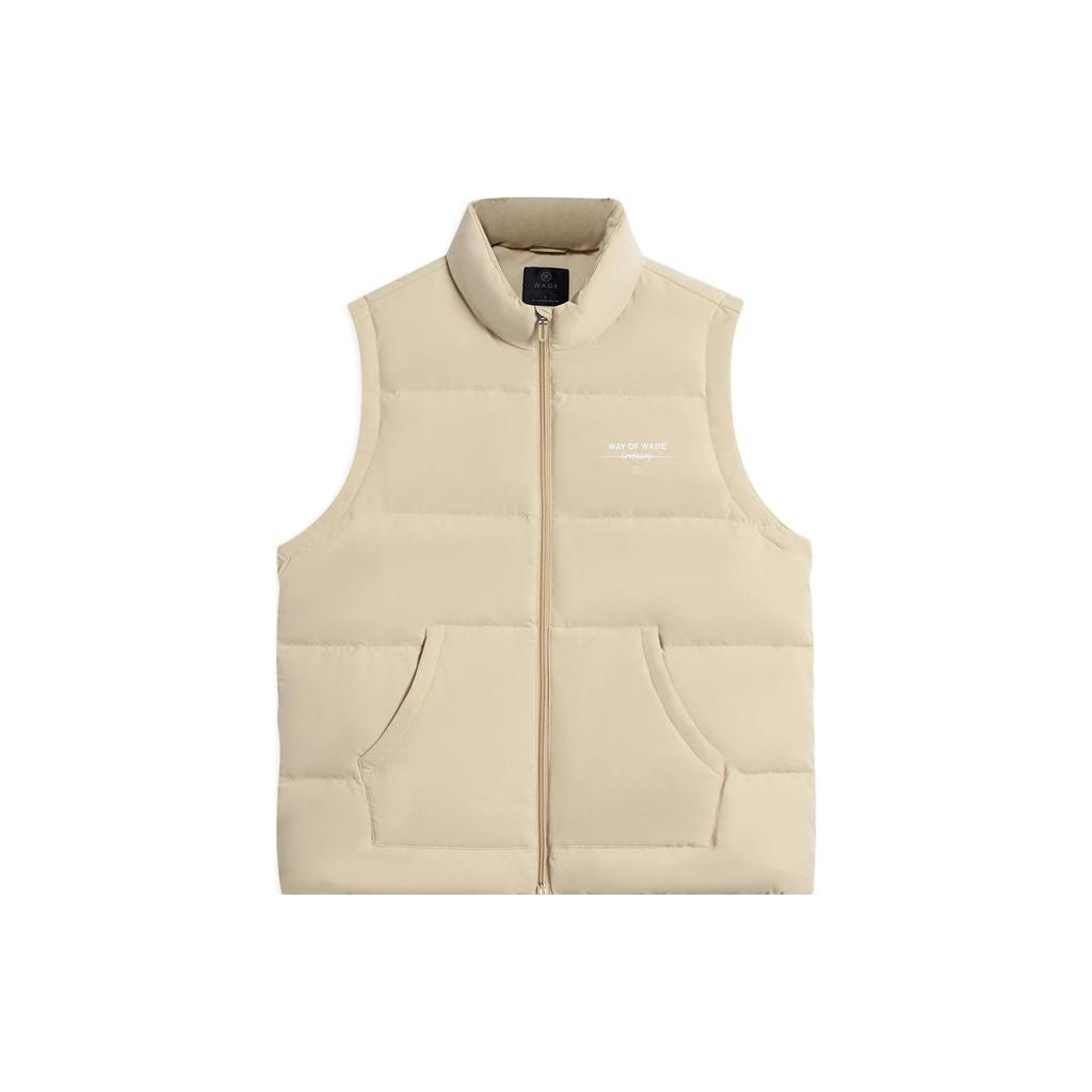Li Ning Wade Series Contrast Color Logo Print Stand Collar Down Vest Men Vests Off-White AMRS035-3