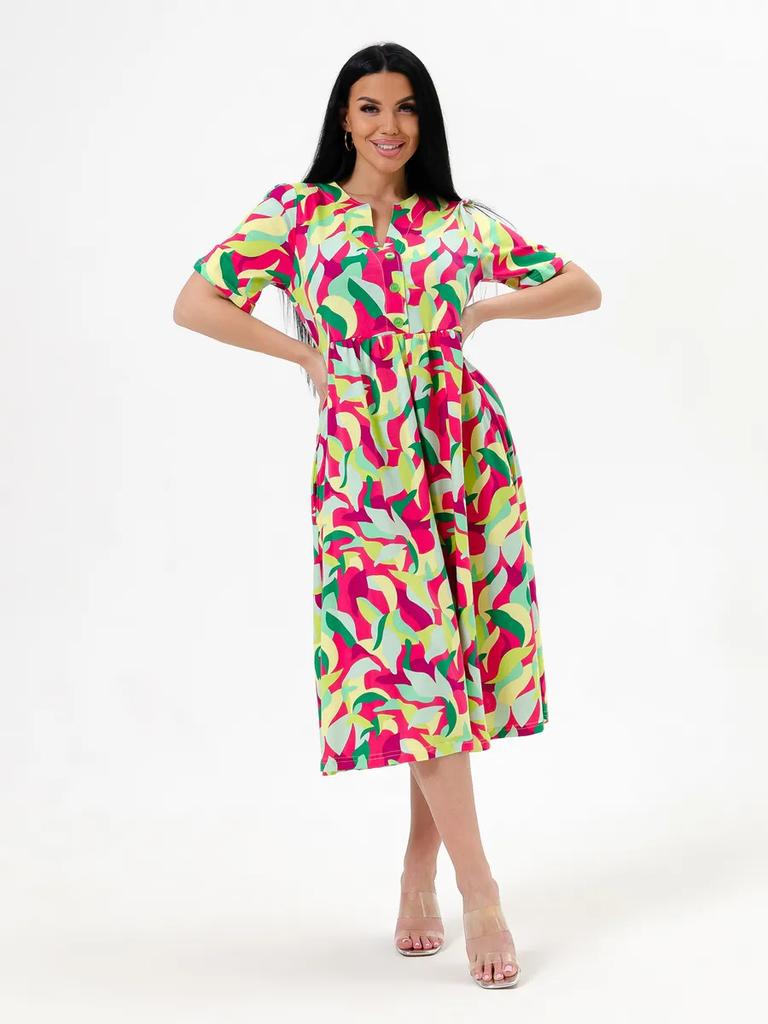 Plus size cotton house dress with pockets