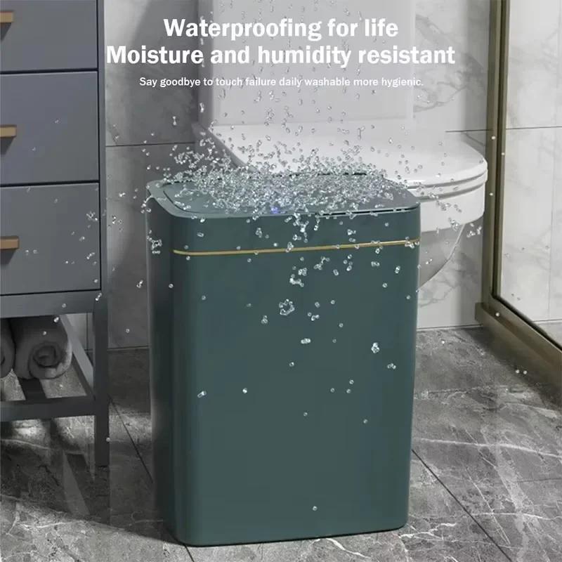 15L Touchless Smart Trash Can Waterproof Sensor Waste Bin Auto Sealing Kitchen Bathroom Bedroom Modern Waste Container