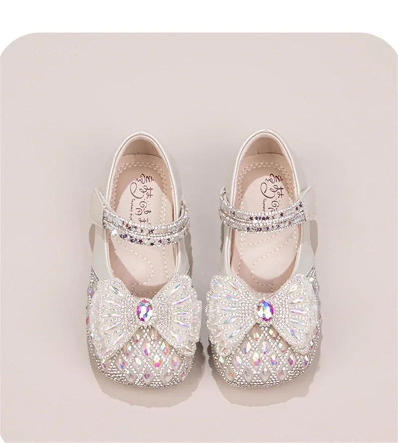 Sweet Baby Girls Spring/SummerPopular Crystal Cute Bow Flat Shiny Catwalk Princess Shoes Kids Lightweight Soft Children Toddler