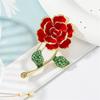 Shiny Crystal Zircon Flower Pearl Brooch For Women Pink Purple Peach Blossom Red Rose Rhinestone Corsage Pins Party Jewelry Gift