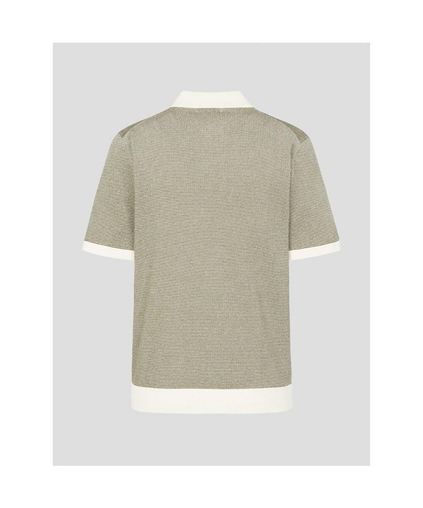Binpolmen Two-Tone Textured Collar Neck Knit Khaki