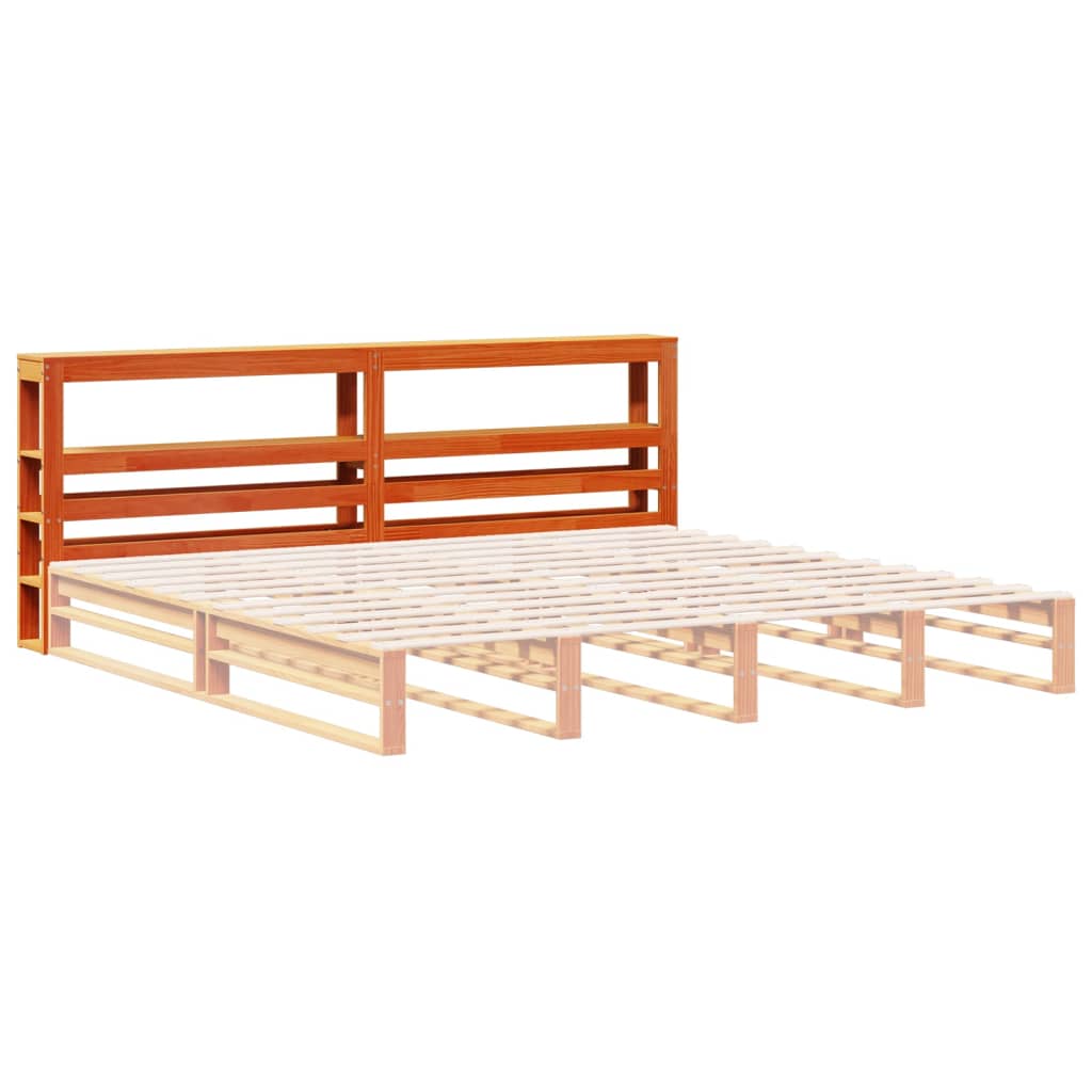 Headboard with Shelves Wax Brown 180 Cm Solid Pine Wood