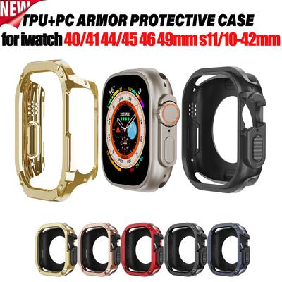 2 In 1 Protective Case for Apple Watch Ultra 3 49mm 11 10 9 8 7 6 Se3 Armor Bumper Anti-fall Shell Iwatch Series 40 41 44 45mm