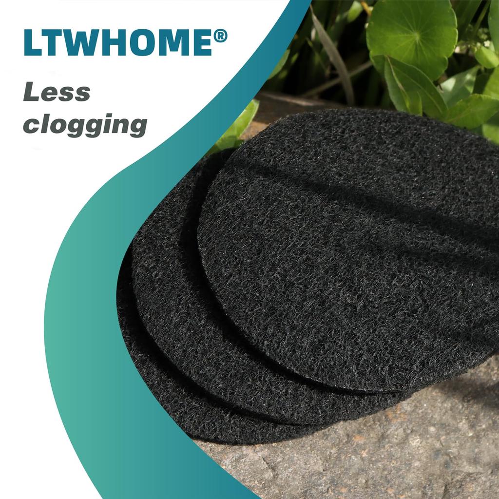 LTWHOME Activated Carbon Filter Pads for Tropical Fish Aquariums, Compatible with Eheim Eco Comfort 2232/2234/2236, 12 Pads