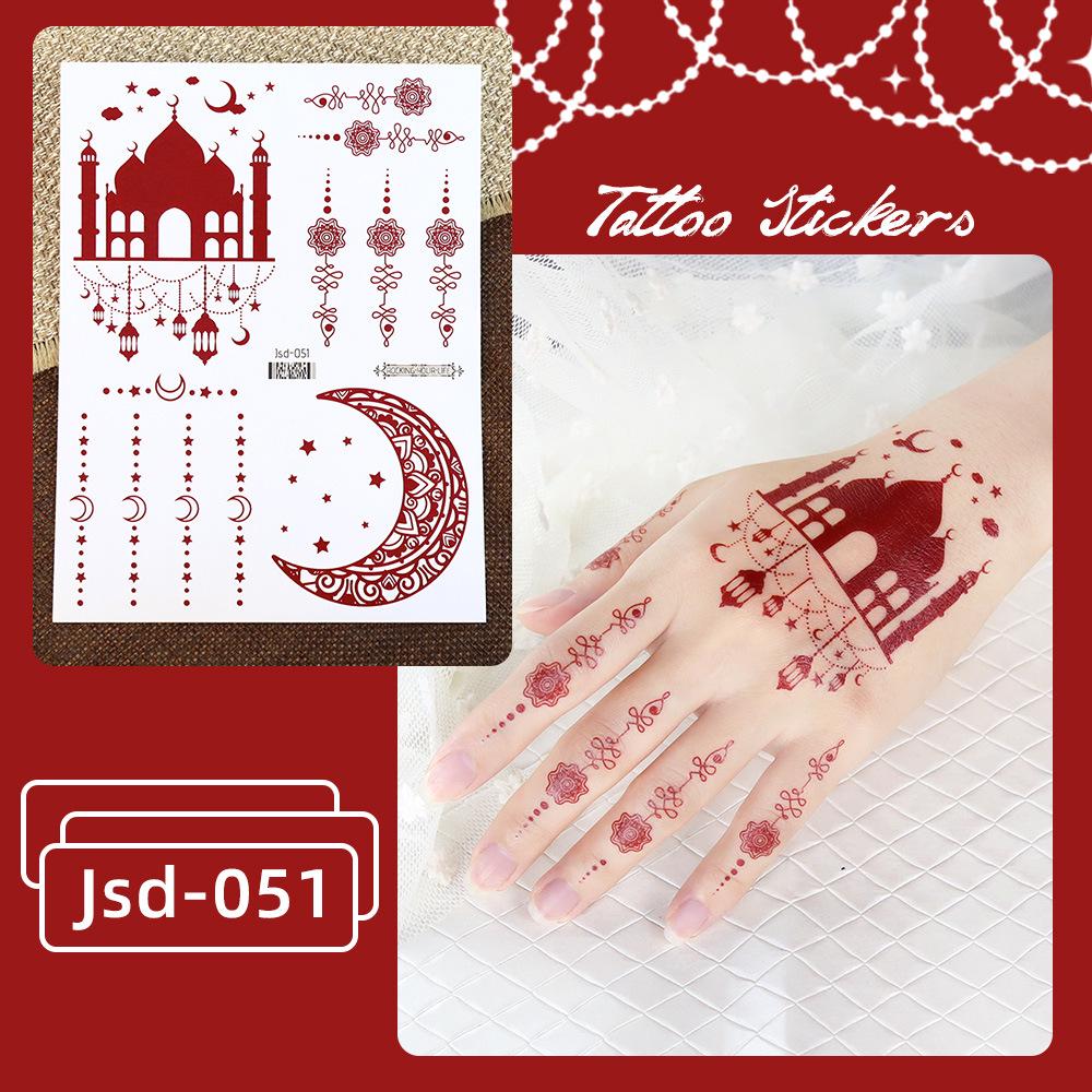 Whitening Red Henna Lace Mandala Flower Waterproof Temporary Tattoo Stickers for Women
