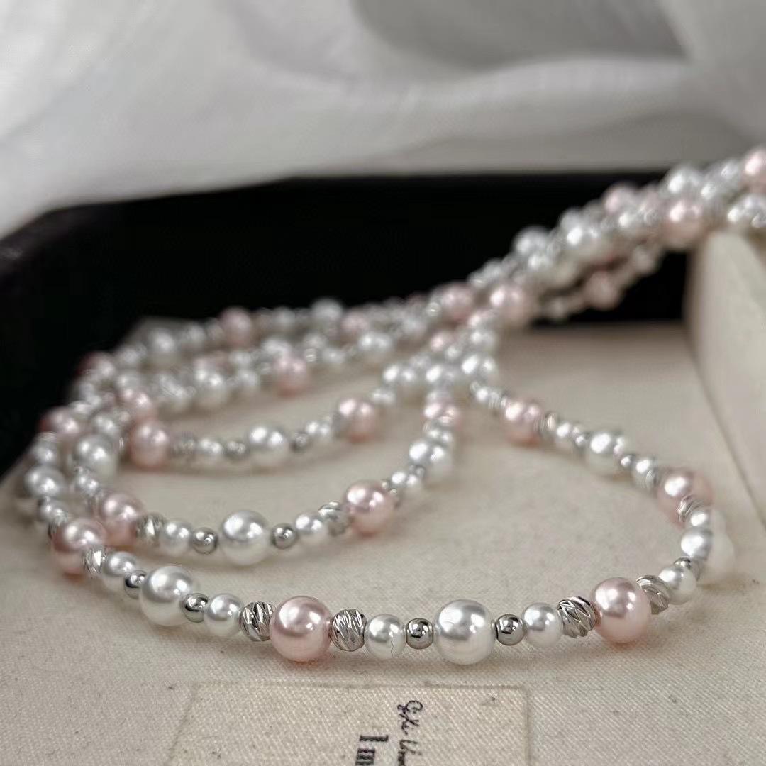 

Vintage High-Quality High-Gloss Artificial Australian White Pearl Powder Bead Necklace Collarbone Chain