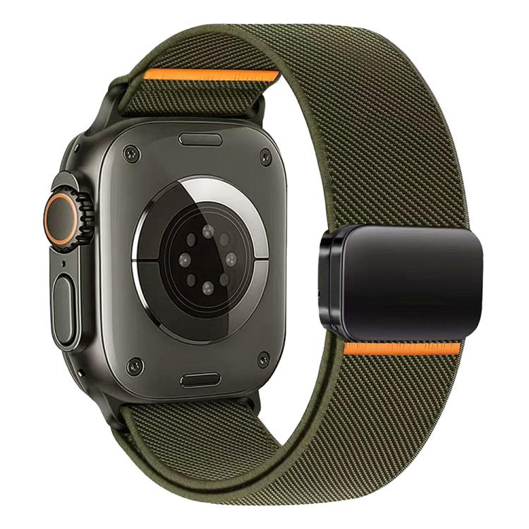 Elastic‑Nylon Replacement Watch‑Strap With Magnetic‑Buckle, Stretch Adjustable Wrist‑Bracelet Accessory For Apple Watch 38/40/41/42mm