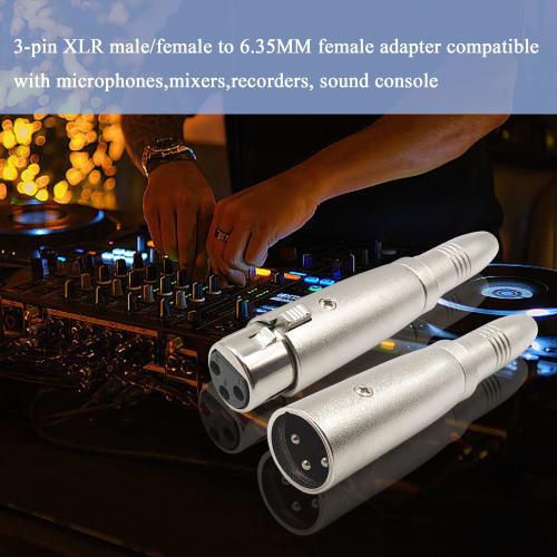 Voluty Tek XLR to 6.35mm Adapter, 3-Pin XLR Male/Female to 1/4-Inch Female Adapter for Microphones, Stereos, and Mixers, Set of 2