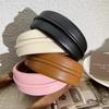 New Fashion Headband For Women Wide Side PU Leather Headwear Solid Color Casaul Hairband For Adult Hair Accessories