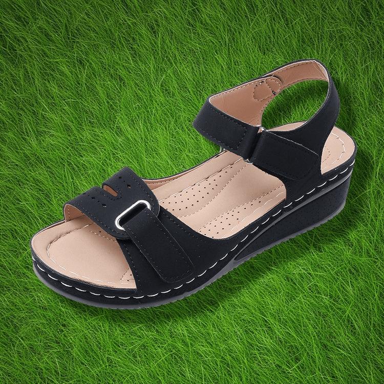 Open Toe Women's Sandals Summer Soft Sexy Female Sandals Wedge Buckle Orthopedic Sandal with Arch Support