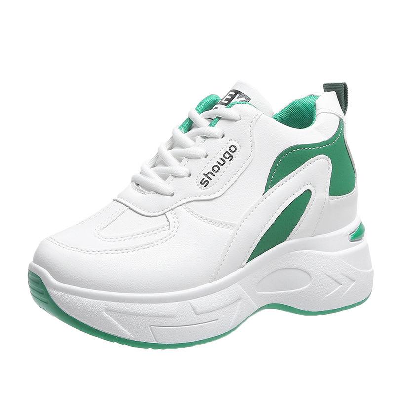 Spring and Autumn 221 new sports shoes increase height, autumn casual thick soles increase height, dad shoes students 35 зелёный