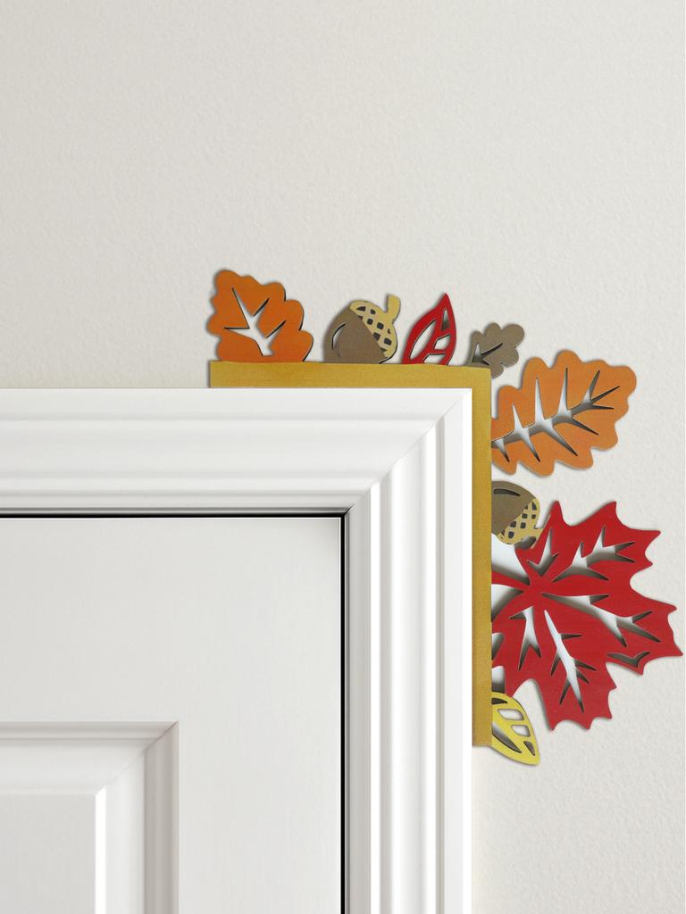 Autumn Leaves Door Topper Decor, Colorful Wooden Corner Door Frame Ornament, Harvest Festival & Thanksgiving Day Home Decoration