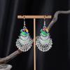 Imitation Miao Silver Minority Totem Phoenix Bell Earrings Jingtai Blue Peacock Earrings Scenic Earrings Earrings