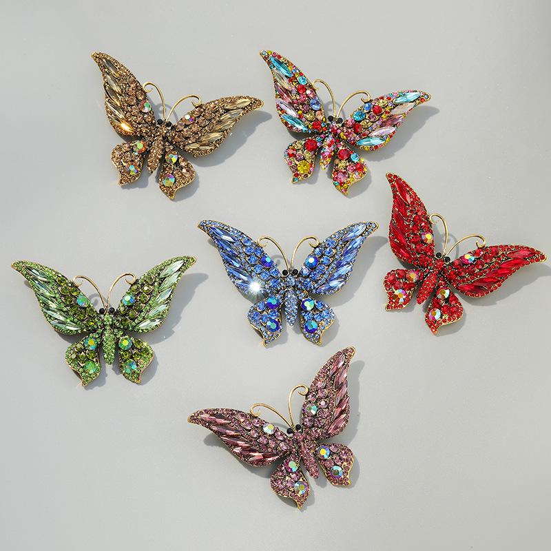 Colorful Rhinestone Butterfly Brooch Pin - Crystal Insect Shoe Decoration