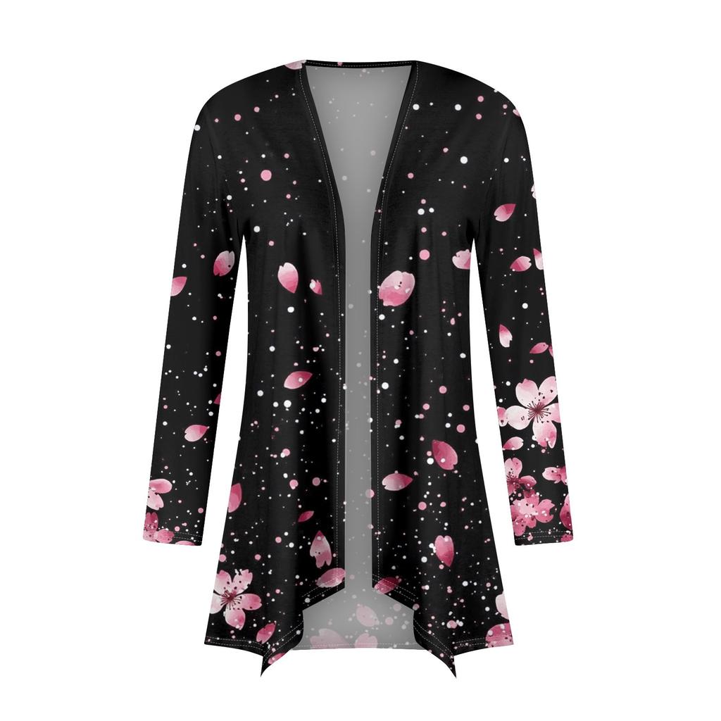 Women's Fashion Casual Vintage Floral Printed Mid-Length Cardigan Jacket