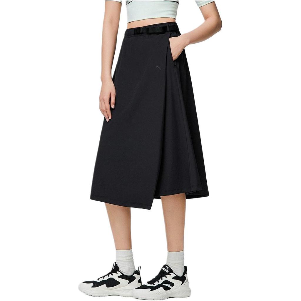 Anta Mode Schnelltrocknend Sport Schlankmachend Unregelmäßig Lässig Langer Rock Damenröcke Basic-Schwarz 162427208-3