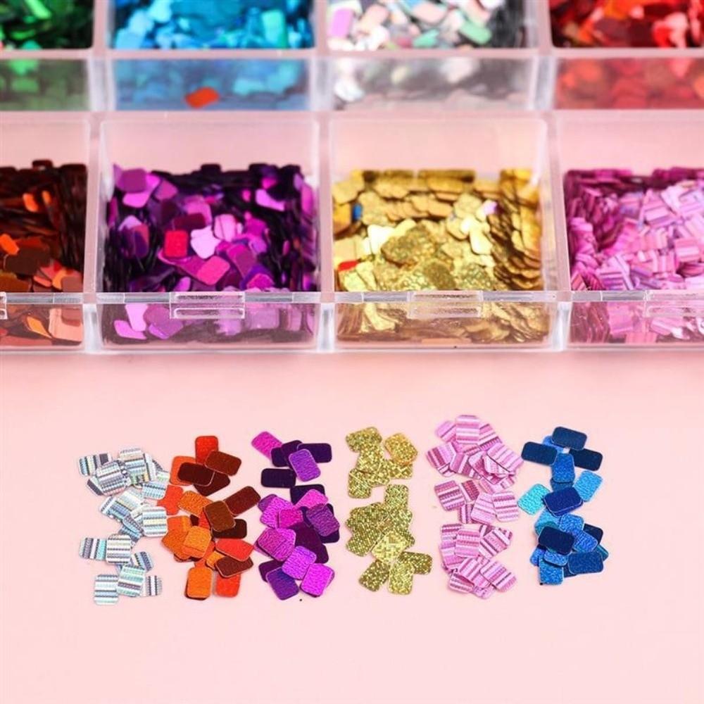 Laser Shiny Nail Glitter Flakes 12-Grid Nail Decoration Accessories  French Manicure