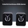 1 par de caixa de som de alto-falante USB pequeno com luz RGB, som surround virtual, alto-falante portátil para computador e laptop