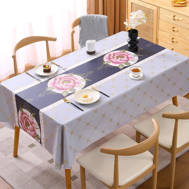 Fata de masa din PVC rezistenta la apa si la ulei Ins Tea Fata de masa rectangulara minimalista florala