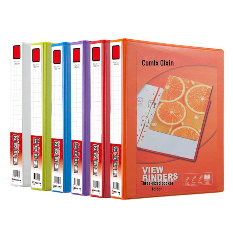 Qixin A0230 American Style A4 4-Hole D-Ring 3-Pocket Folder, 2-inch