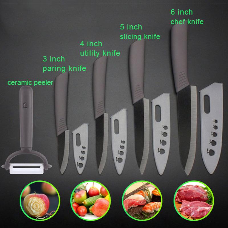 Ceramic Knives Kitchen Knives Set 3 4 5 6 Inch Chef Knife Cook Set Chef Utility Slicer Vegetable Peeler White Zirconia Blade