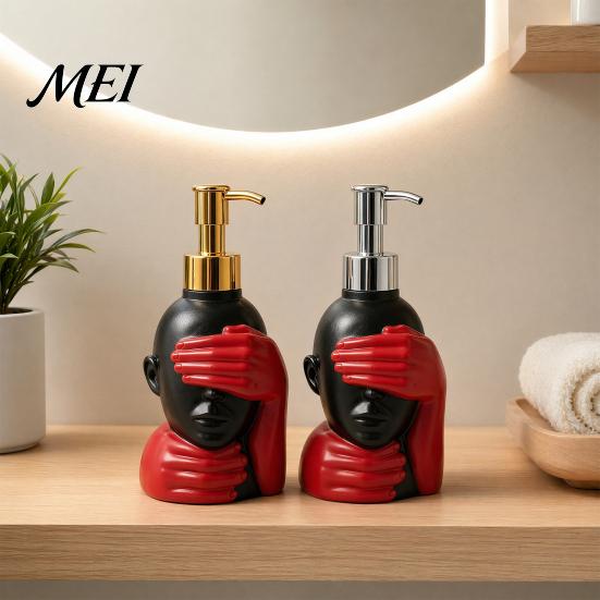Black And Red Soap Bottle 200ml Dispensing Bottle, Smooth Foaming Artistic Design Large Capacity Dispenser for Bathroom Decor Hand