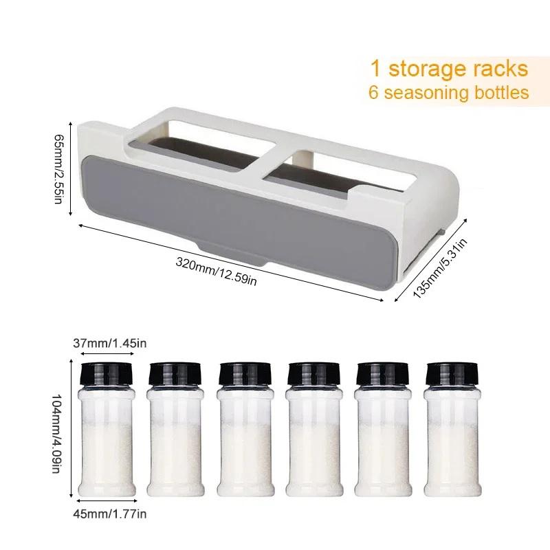 Spice Seasoning Bottle Storage Rack Self-adhesive Wall-mounted Under-Shelf Spice Organizer Storage Container Kitchen Gadgets