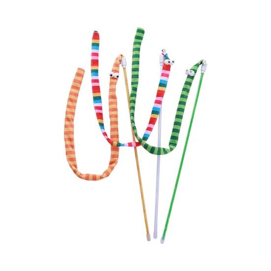 

Yousheng Interactive Cat Stick Toy Playing Teaser Wand with Crisp Bells Scratch-Resistant Bite-Resistant Cute Cartoon Relieve Boredom Soft Cat Tease