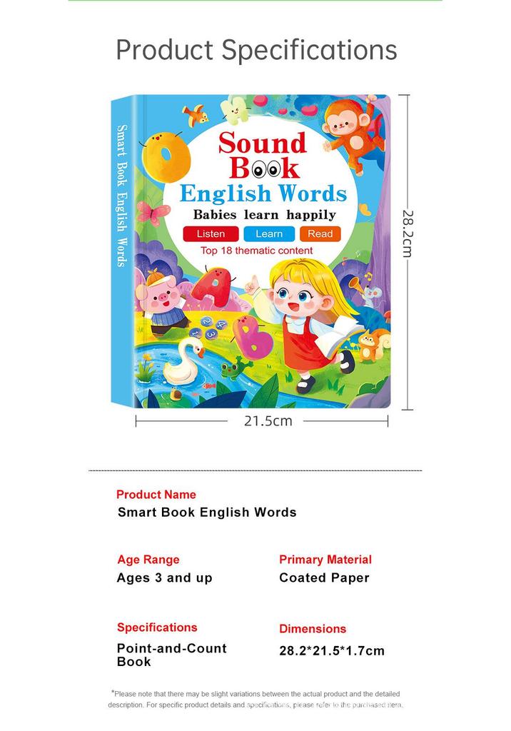 Children's English Learning Sound Book - Interactive Early Education Toy