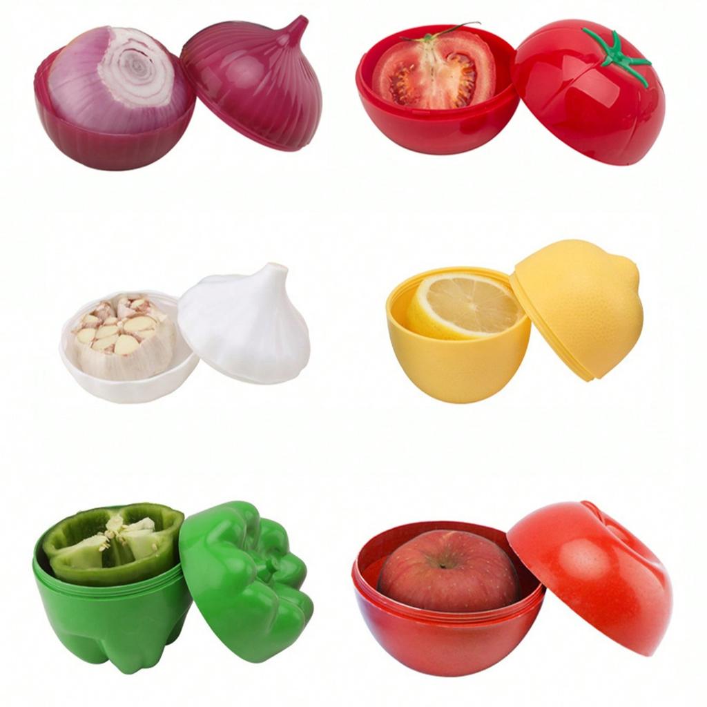 1pc Reusable Vegetable/Fruit Keeper Box, Lemon/Onion/Garlic/Bell Pepper/Apple/Tomato Storage Container