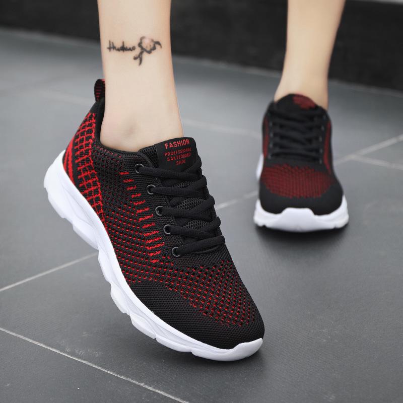 Damskie lekkie sneakersy z siateczki: Wiosenne Casualowe Antypoślizgowe Miękka Podeszwa Płaski Obcas Buty do Biegania