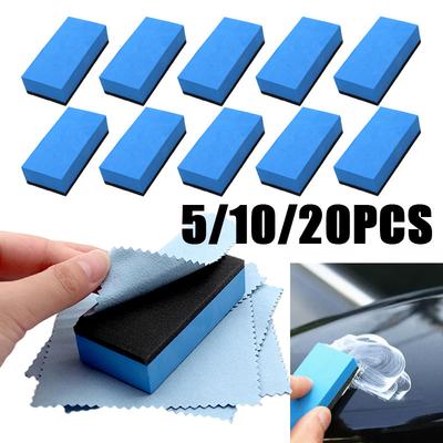 5/10/20 pz Applicatore Spugna per Rivestimento Ceramico Auto Spugne Nano per Vetri Automobile Spugna Quadrata Blu e Panno