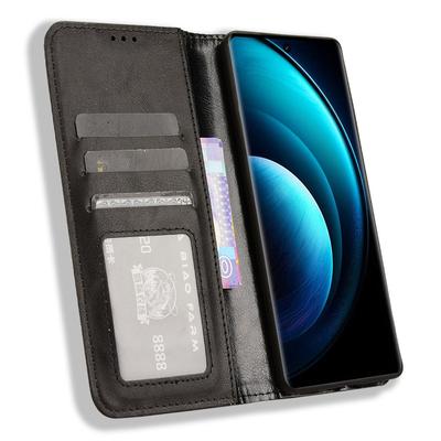 For Vivo X100 Pro 5G Case Flip Wallet Retro Leather Flip Phone Cover Magnetic Closure
