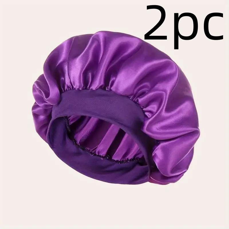 Luxurious Satin Sleep Cap Soft Wide Brim Nightcap Unisex Night Sleeping Bonnet with Wide Elastic Band Bath Hat For All Hair Type