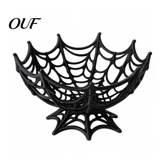 Fall Tabletop Displays Halloween Spider Web Basket, Decorative Candy Bowl for Party Table Unique Favor Holders Centerpieces, Lightweight Plastic Fruit
