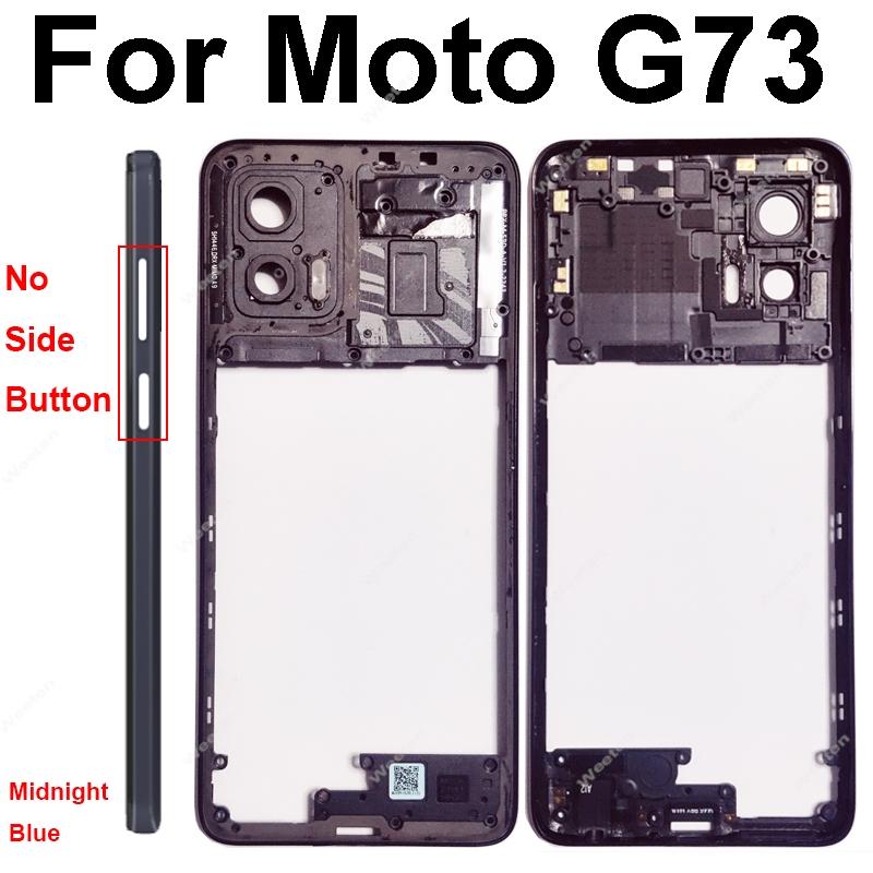Middle Housing Frame For Motorola Moto G53 G73 Middle Frame Without Lens Frame No Side Button Cover Bezel Panel Flex Cable Parts