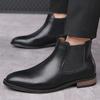 Luxury Designer New Men's Quality Pointed Patent Leather Casual Chelsea Ankle Boot Male Winter High Tops Shoes Zapatos Hombre