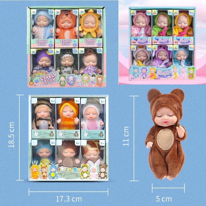 Mini păpuși pentru bebeluși renăscuți, realiste, drăguțe, adorabile, set de 6/8 buc. Dormit cu fluture, crocodil, ținute de floarea soarelui, set de joacă cadoub