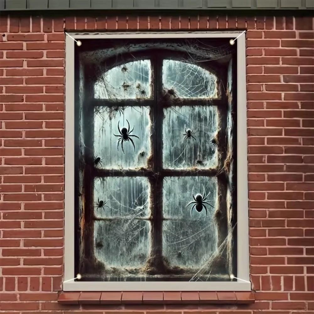 Blood Ghost Pattern Halloween Window Cover Banner Ghost Door Cover Backdrop Haunted House