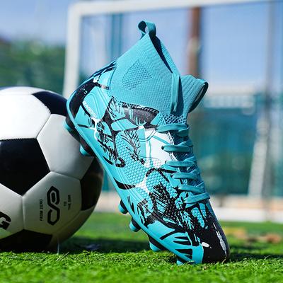 High-Top Football Shoes for Men And Women Training Shoes for Artificial Grass TF Spike Anti-Slip Rubber Outsole Sports Shoes
