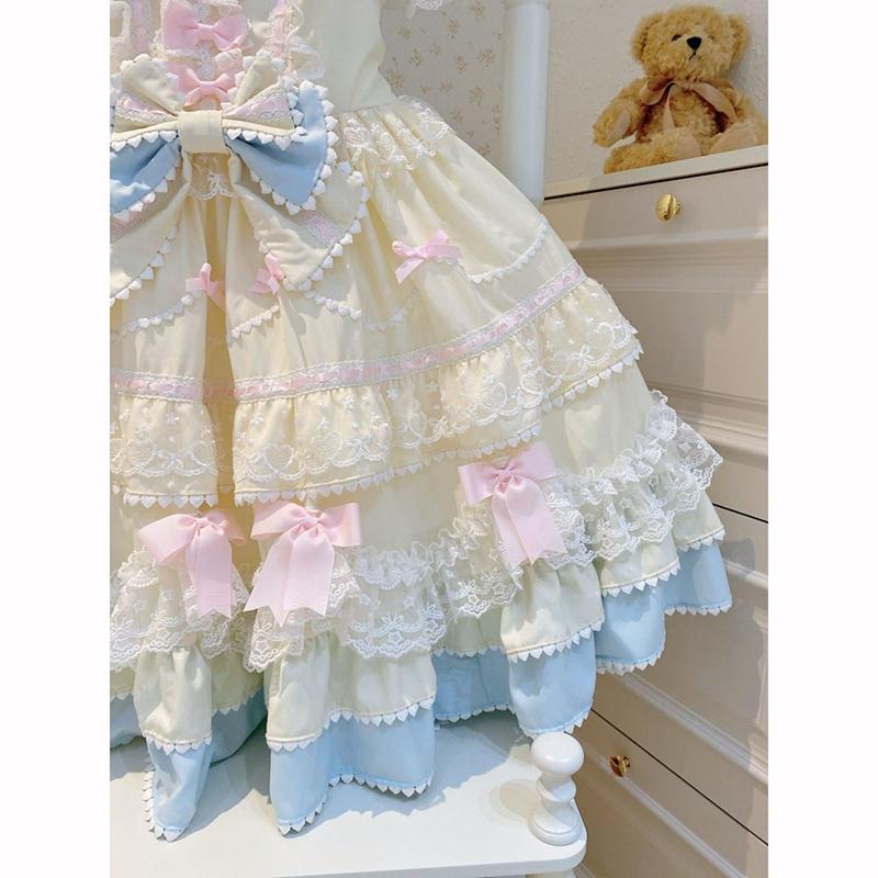Summer Sweet Lolita Dress Cute Princess Lace Sweet Laminated Long
