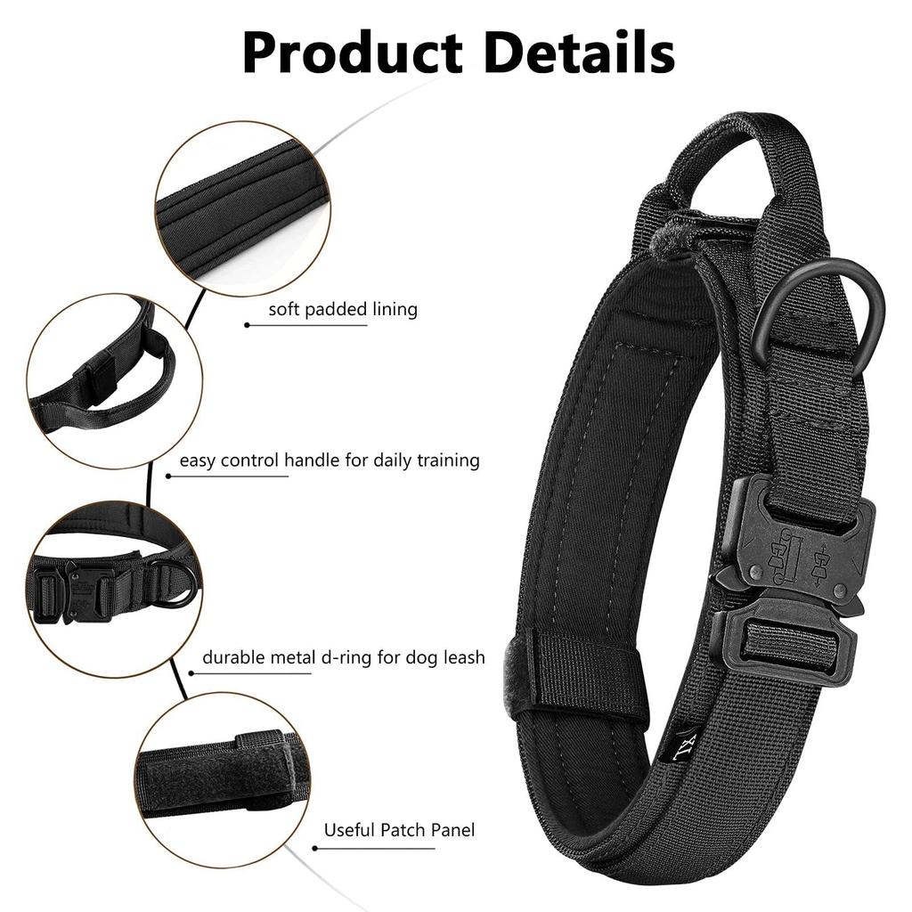 Tactical Dog Collar Leash Set Nylon Material Durable Dog Collar Reflective Leash Pet Training Dog Collar Large Dog Leash Set