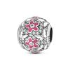 Copper Cute Pink Flowers Heart Pendant Beads Fit 4Mm Hole Diamete Charm Bracelet For Women Diy Jewelry Making Gift
