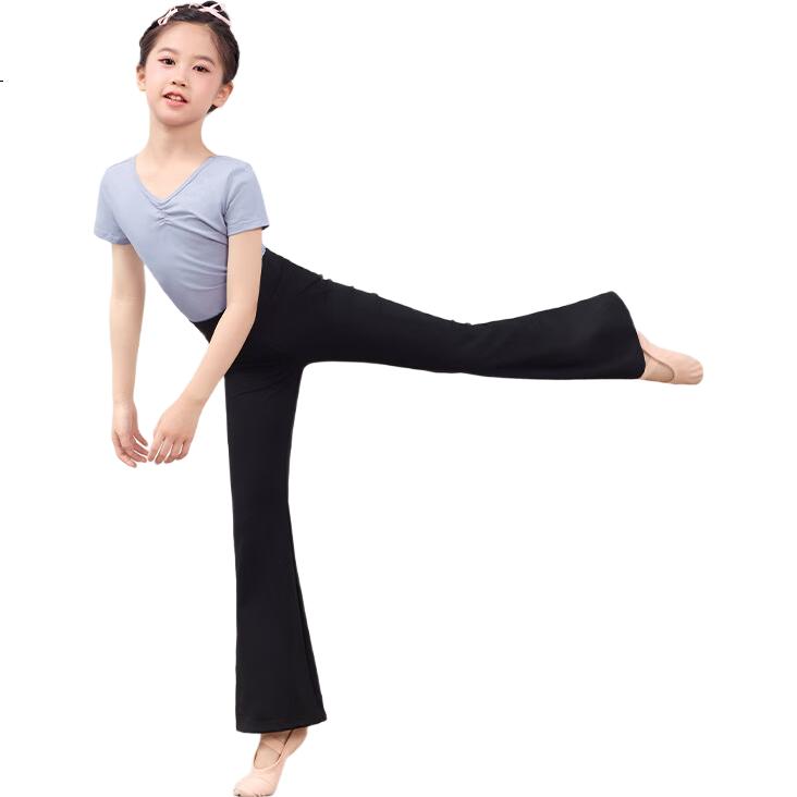 Aiwuge Children's Dance Tights for Girls, Ballet Practice Pants, Latin Dance Leggings, Black, Size 130