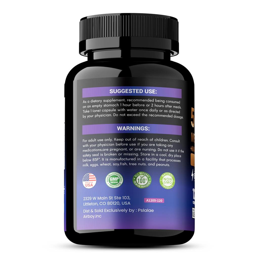 5-MTHF Methylfolate Dietary Supplement: Supports brain health, improves mood, and boosts energy. 120 capsules.