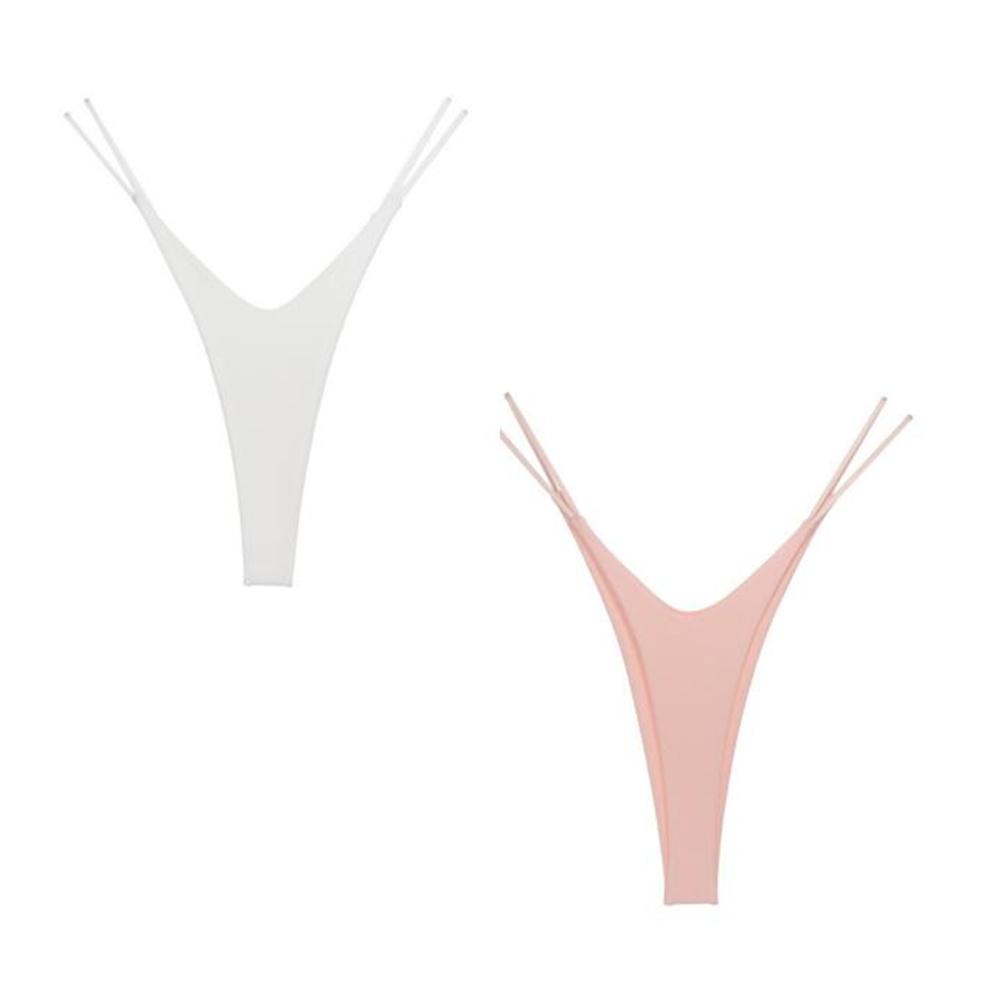 2 Pezzi Perizoma Cotone Doppio Strato a Taglio Alto Slip Bikini Donna G-string Biancheria Intima con Elastico Sottile Doppia Cintura
