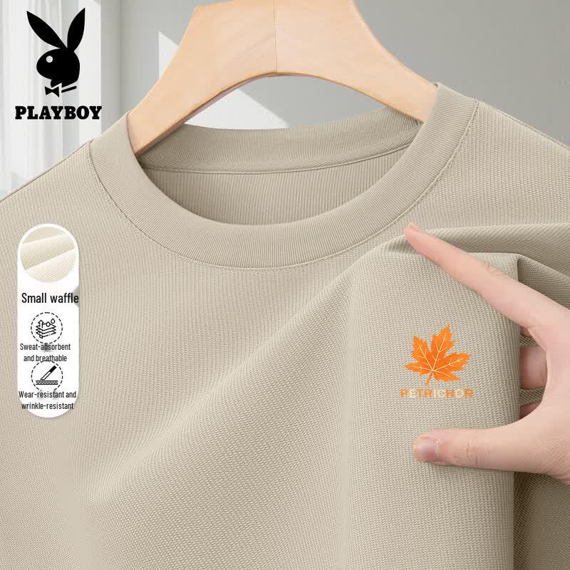PLAYBOY Men s Casual Waffle Knit Short Sleeve T-Shirt 3XL