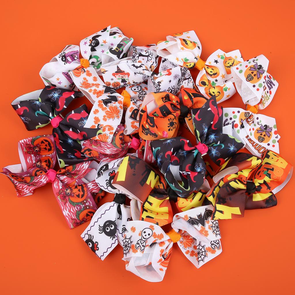 10 STÜCKE Kinder 4 Zoll Kürbis Teufel Haarschleifen Halloween Haarspangen Mädchen Festival Party Haarspangen Clips Kinder Haarschmuck