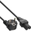 Inline® Mains Cable, Earthed Angled Plug To Appliance Coupler C15 Straight, Black, 1m